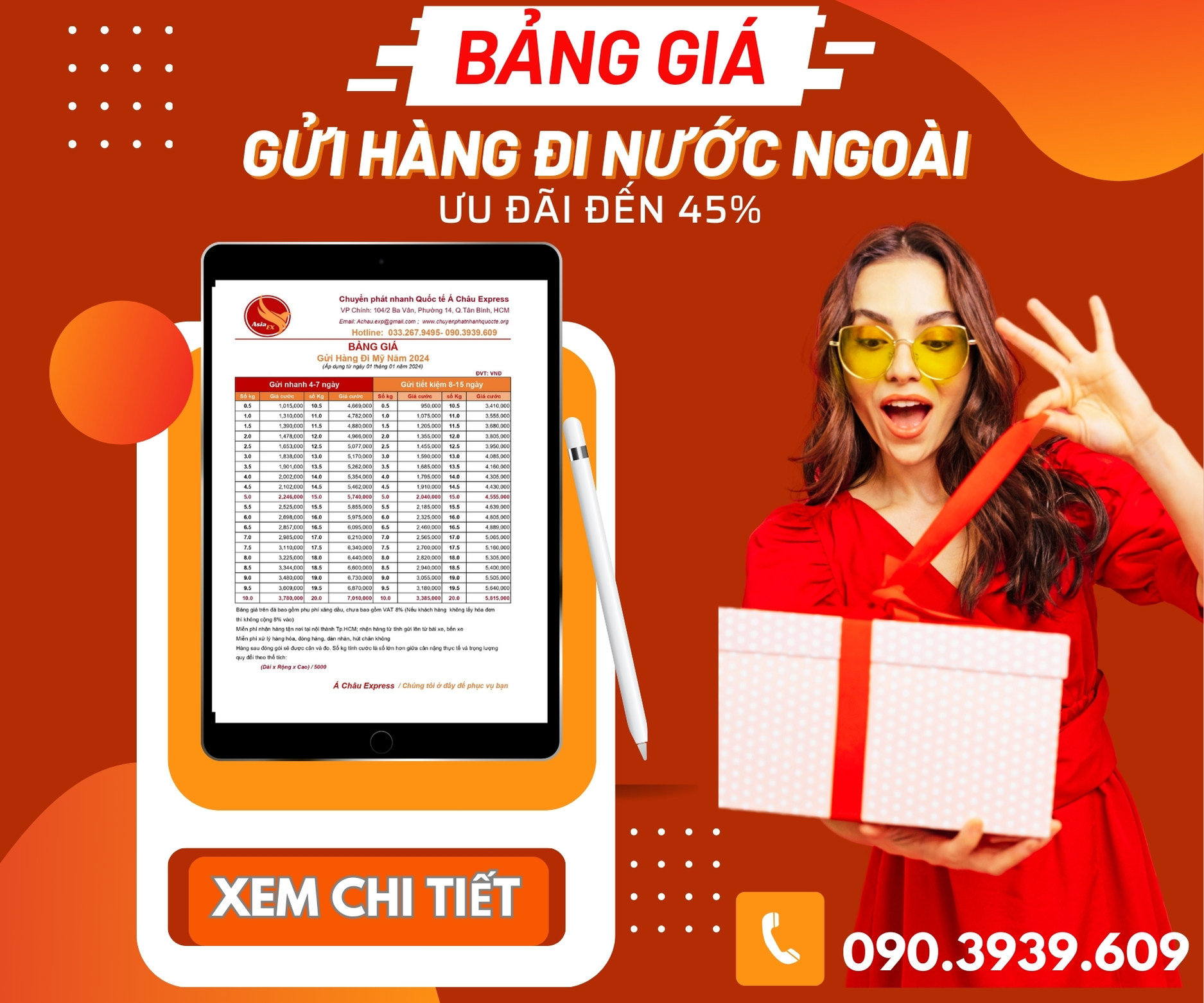 bảng giá gửi hàng đi nước ngoài giá rẻ